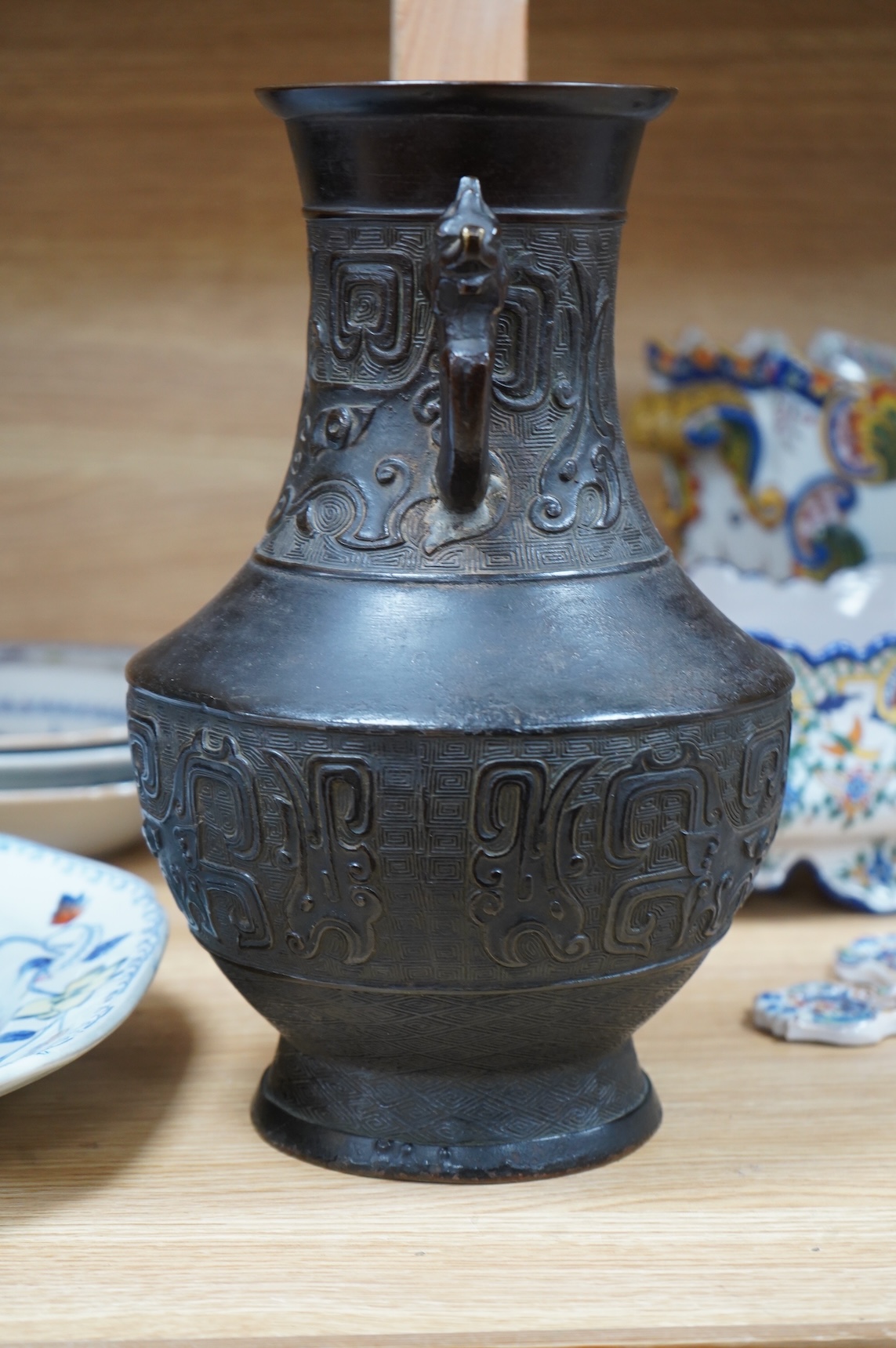 A 19th century Chinese archaistic bronze vase, 31cm high